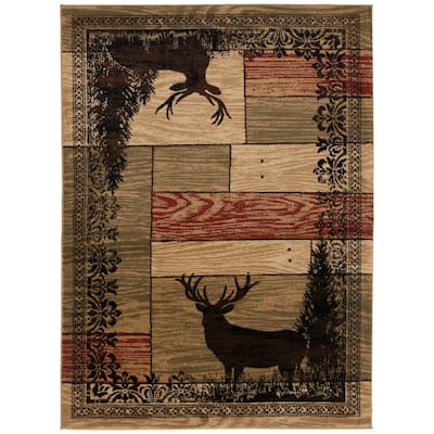 American Destination Woodgrain Multi Lodge Area Rug