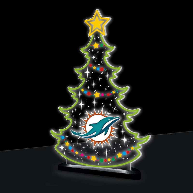 10" LED Tabletop Christmas Tree Desklite Sign, Miami Dolphins
