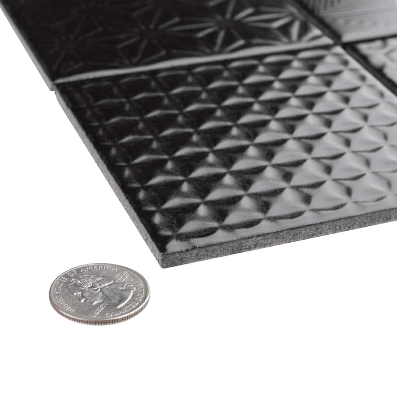 Merola Tile Spirit Black 1.63" x 1.63" Porcelain Mosaic Tile