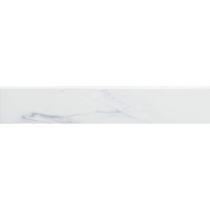 Minerva 2x13 Grey Matte Marble Look Ceramic Bullnose Tile Trim - 2 x 13 - 1 Piece