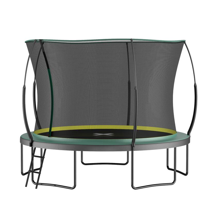 12FT Spring Free Trampoline No Gap Design with Safety Net and Fiberglass Poles