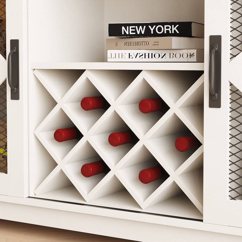 Meyreso Food storage cabinet Contemporary/Modern White Kitchen hutch with Wine Storage