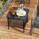 Gymax Outdoor PE Rattan Side Table w/ 1.57'' Umbrella Hole Square