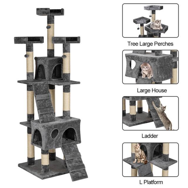 Sisal Hemp Cat Tree Tower Condo Furniture Scratch Post Pet House