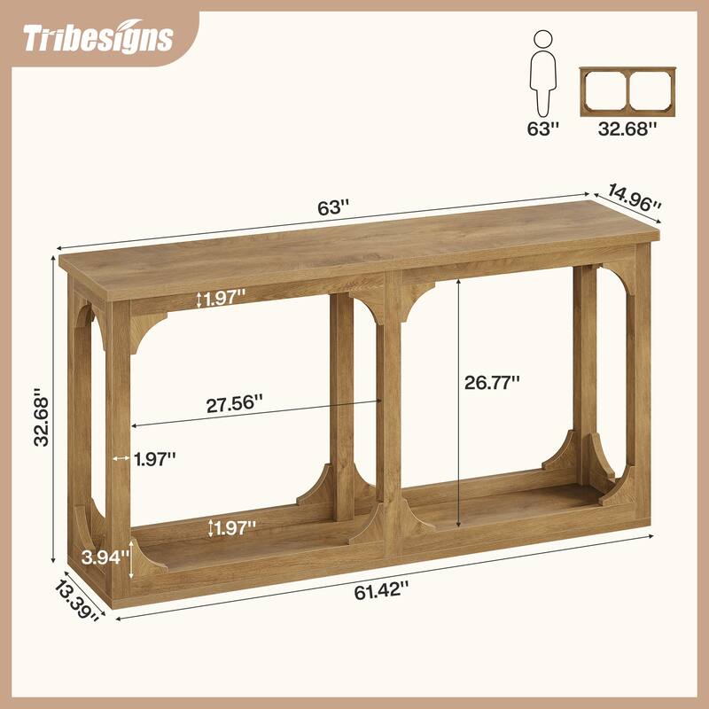63-Inch Farmhouse Entryway Sofa Table Behind Couch