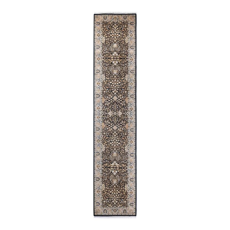 Overton Handknotted Wool Traditional Oriental Black Runner - Black - Runner