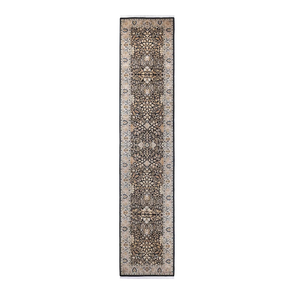 Overton Handknotted Wool Traditional Oriental Black Runner