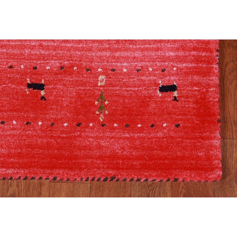 Striped Gabbeh Indian Runner Rug Handmade Wool Carpet - 2'6" x 10'0"