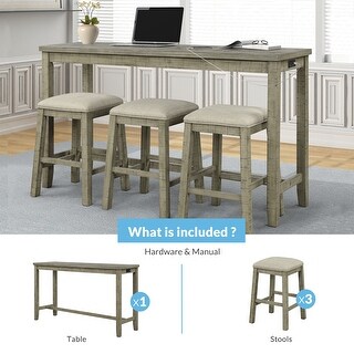 4-Pieces Counter Height Dining Table Set with 3 Stools - Bed Bath ...