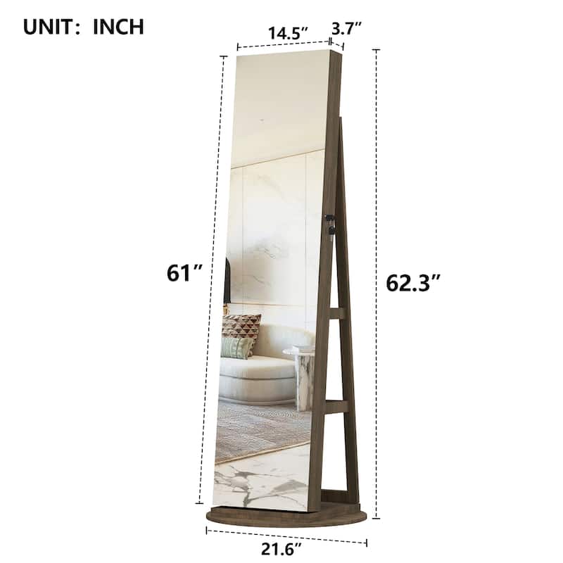 360°Swivel Jewelry Cabinet with Full Length Mirror