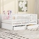preview thumbnail 42 of 118, Wood Cribs Convertible Toddler Bed with Fence Guardrails and 2 Drawers Split into Independent Floor Bed and Daybed Slat Support