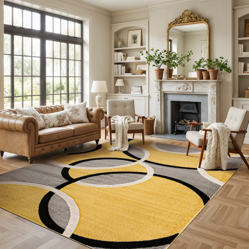 World Rug Gallery Modern Abstract Circles Area Rug