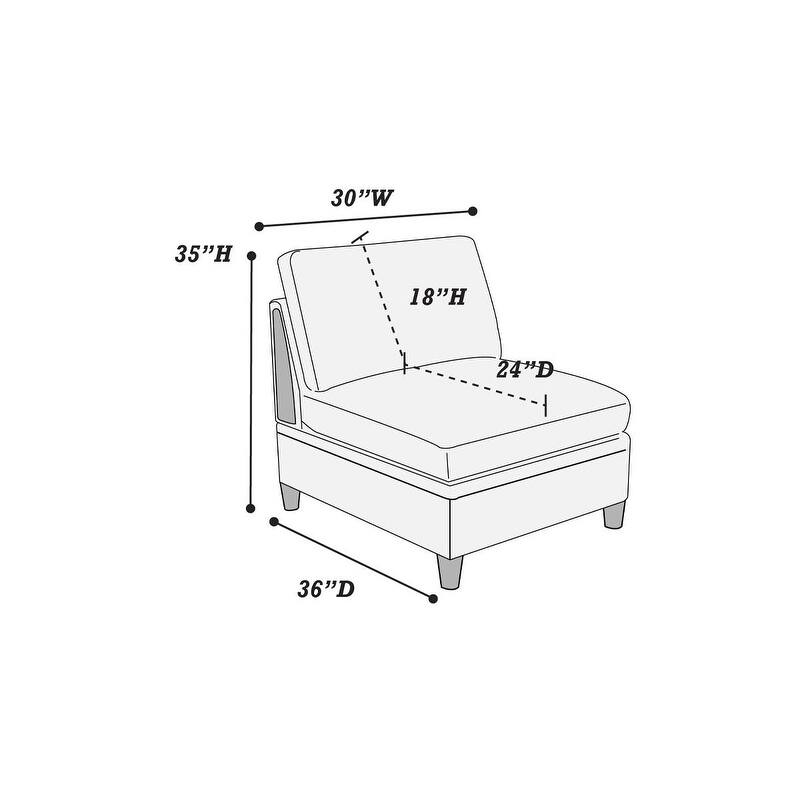 6pc Light Grey Fabric Modular Sofa Set w/ 2 Corner Wedges, 2 Armless Chairs & 2 Ottomans