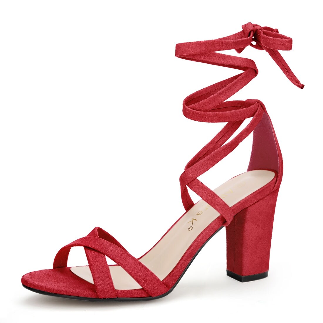 lace up red block heels