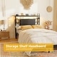 preview thumbnail 3 of 82, Headboards with Storage Shelves, Head Board with Power Outlet and LED Light for Bed Frame