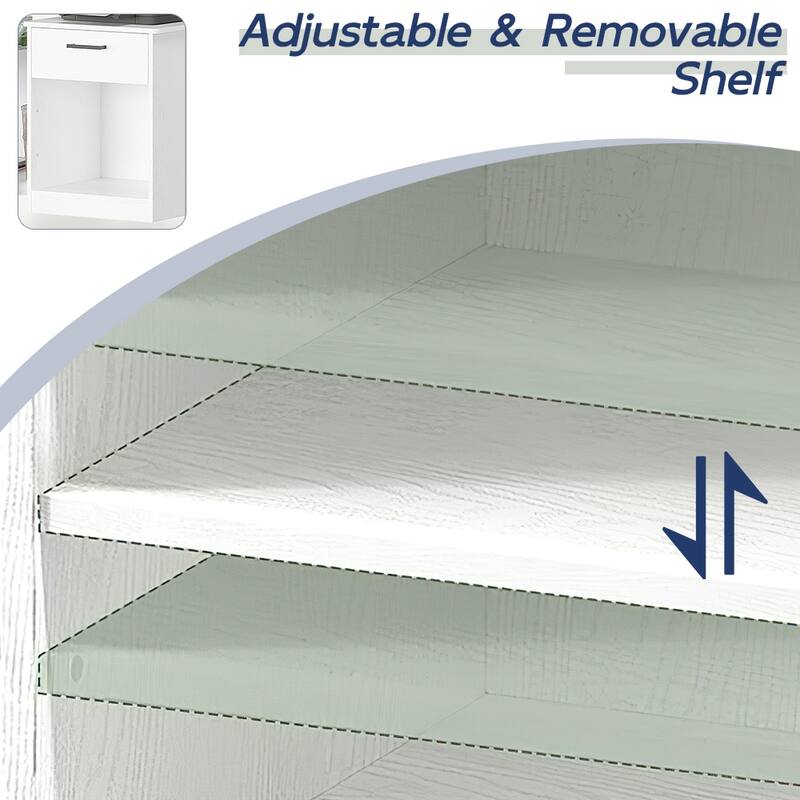 Nightstand with Charging Station,2 USB,Type C,Drawer,Adjustable Shelf