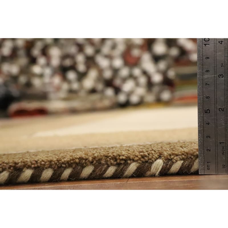 Hand Knotted Oriental 100% Wool Carpet Modern Solid Beige & Ivories Gabbeh Area Rug - 11' 8'' X 8' 3''