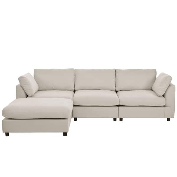 Roomfitters Upholstery Convertible Sectional Sofa, L-Shaped Couch with Reversible Chaise for Modern Living Rooms