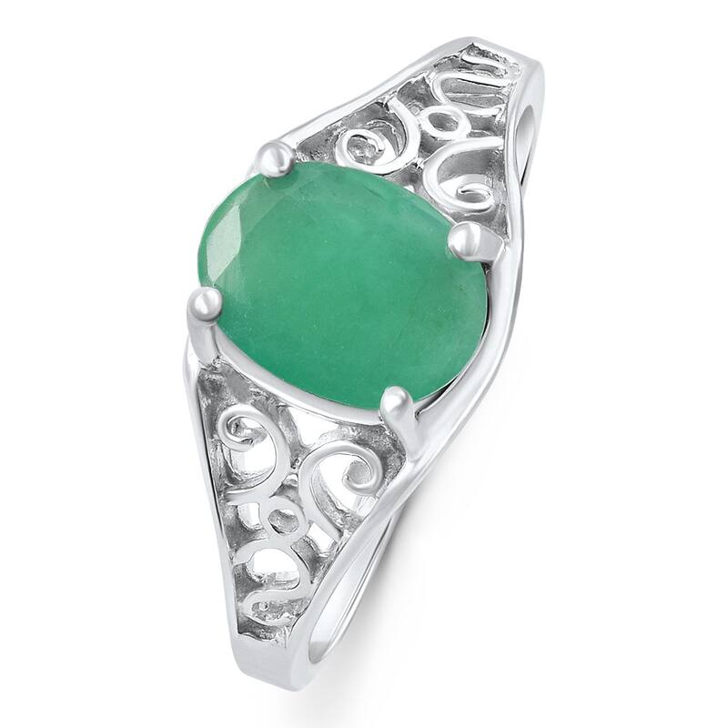 1Ct Genuine Emerald Oval Solitaire Ring Gold
