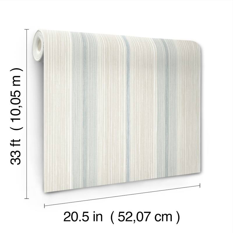 Chris Loves Julia x A-Street Prints Ames Light Blue Linen Stripe Wallpaper