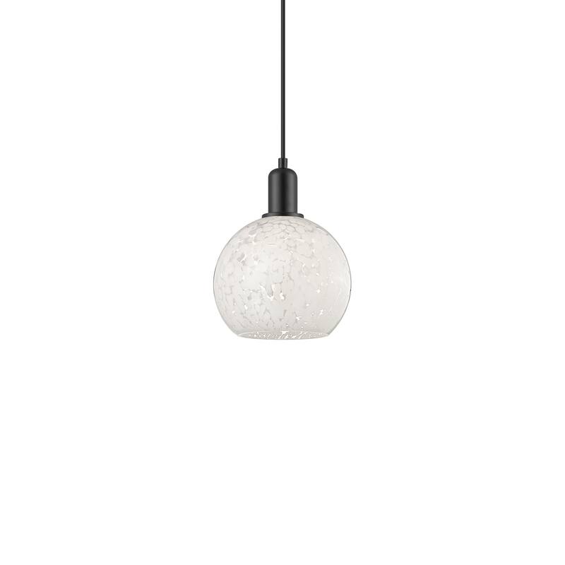 Innovations Lighting 716-1P-11-8 White Mouchette Pendant White - Matte Black / White Mouchette