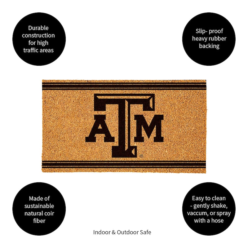 Texas A&M Monochrome Indoor/Outdoor Coir Door Mat