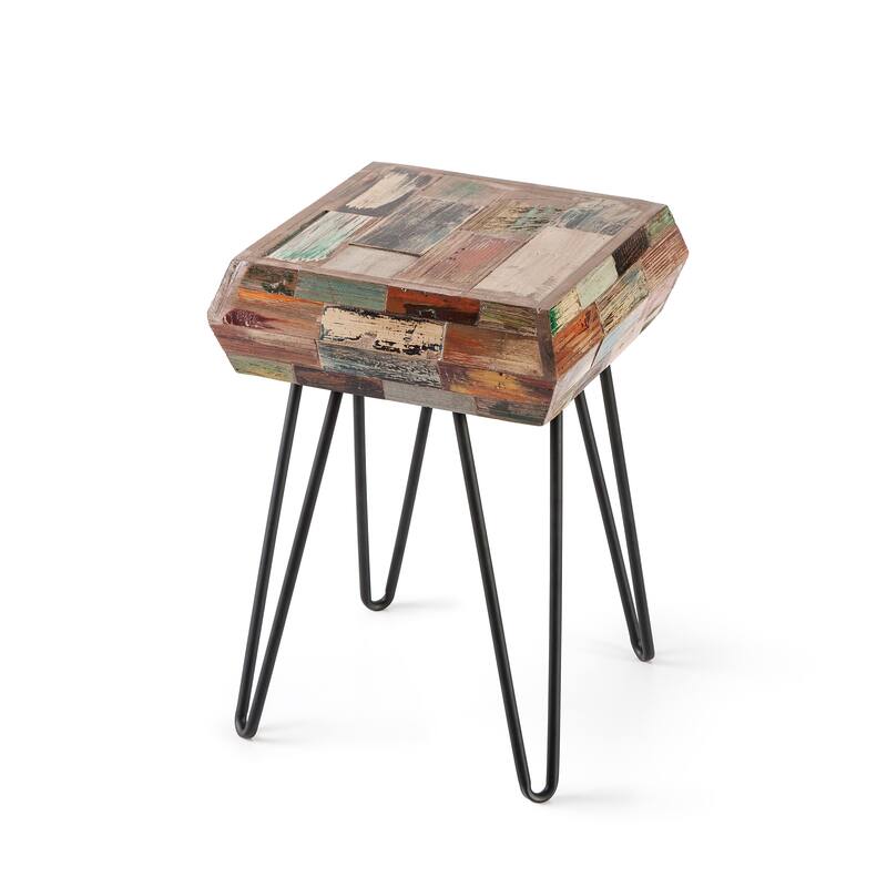 Greenage Reclaimed Wood End Table Living Room Night Stand Use