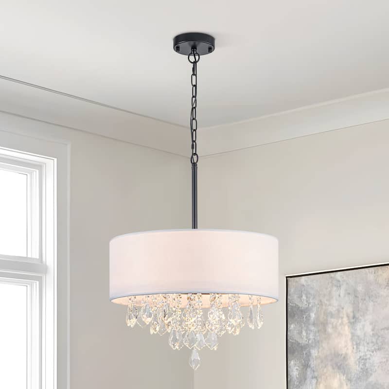 Starsky 5-Light Fabric Drum Chandelier with Crystal Accent
