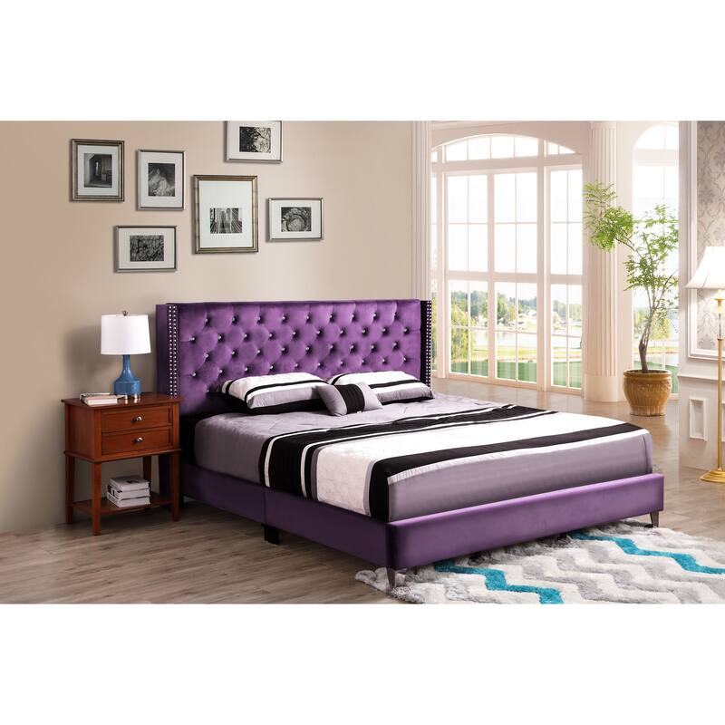 Julie Tufted Upholstered Bed - Purple Velvet - King