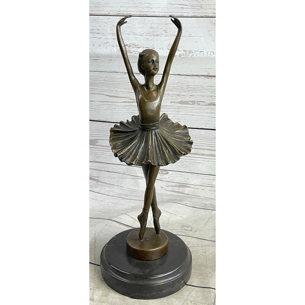 Fifth Position Releve Ballerina Ballet Dancer Bronze Sculpture Statue Figure On Marble Base