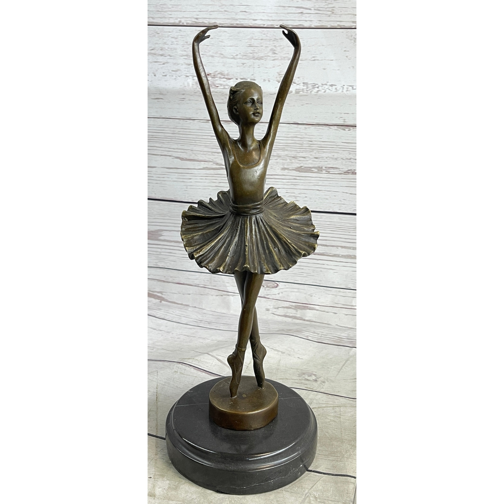 Fifth Position Releve Ballerina Ballet Dancer Bronze Sculpture Statue Figure On Marble Base