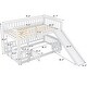 preview thumbnail 5 of 10, Twin Over Twin Low Bunk Bed with Slide, with Fence and Ladder for Toddler Kids Teens
