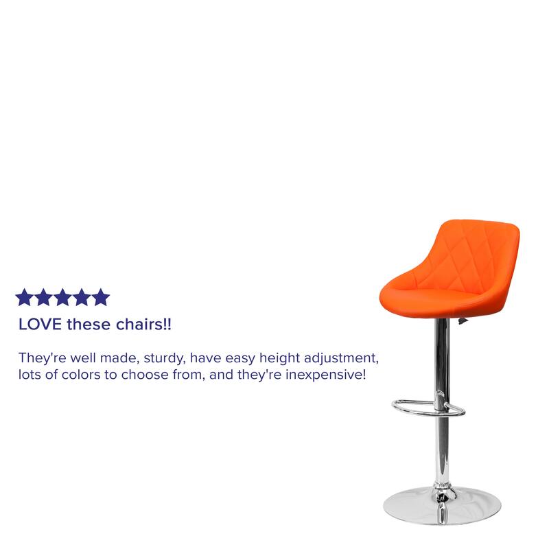 Vinyl Bucket Seat Adjustable Diamond Back Barstool (Set of 2) - 18.50"W x 19"D x 33.25" - 41.75"H