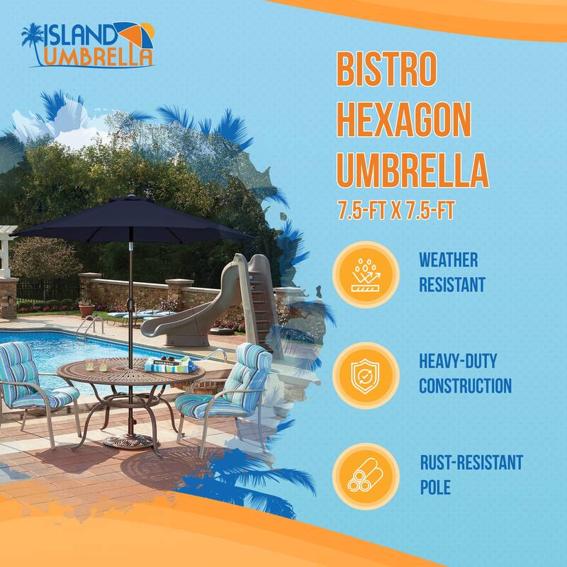 Island Umbrella Bistro 7.5-ft Hexagon Market Umbrella with Polyester Canopy