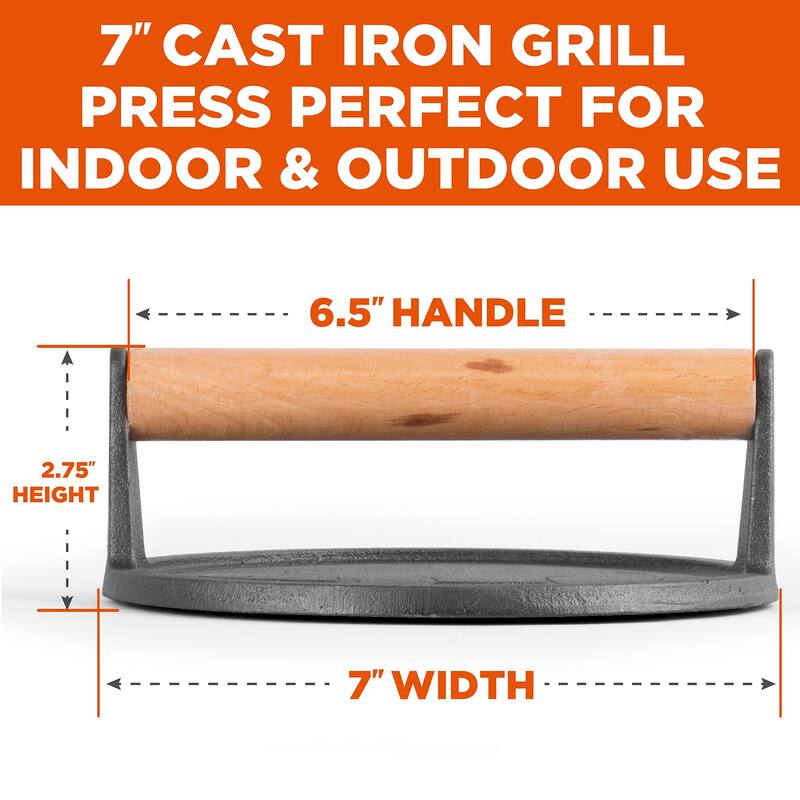 Cast Iron 7" Round Grill Press