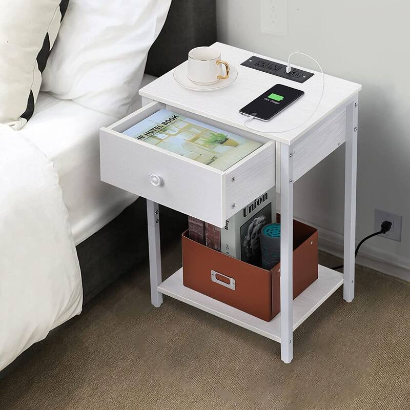 Nightstand with USB Ports and Power Outlets