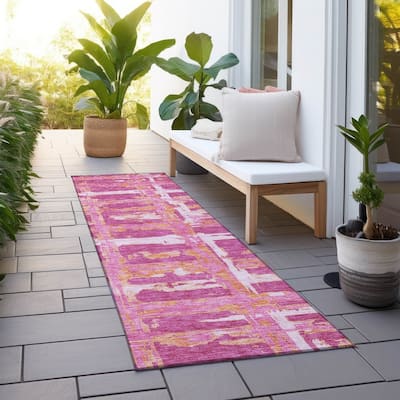 Machine Washable Indoor/ Outdoor Chantille Contemporary Abstract Rug