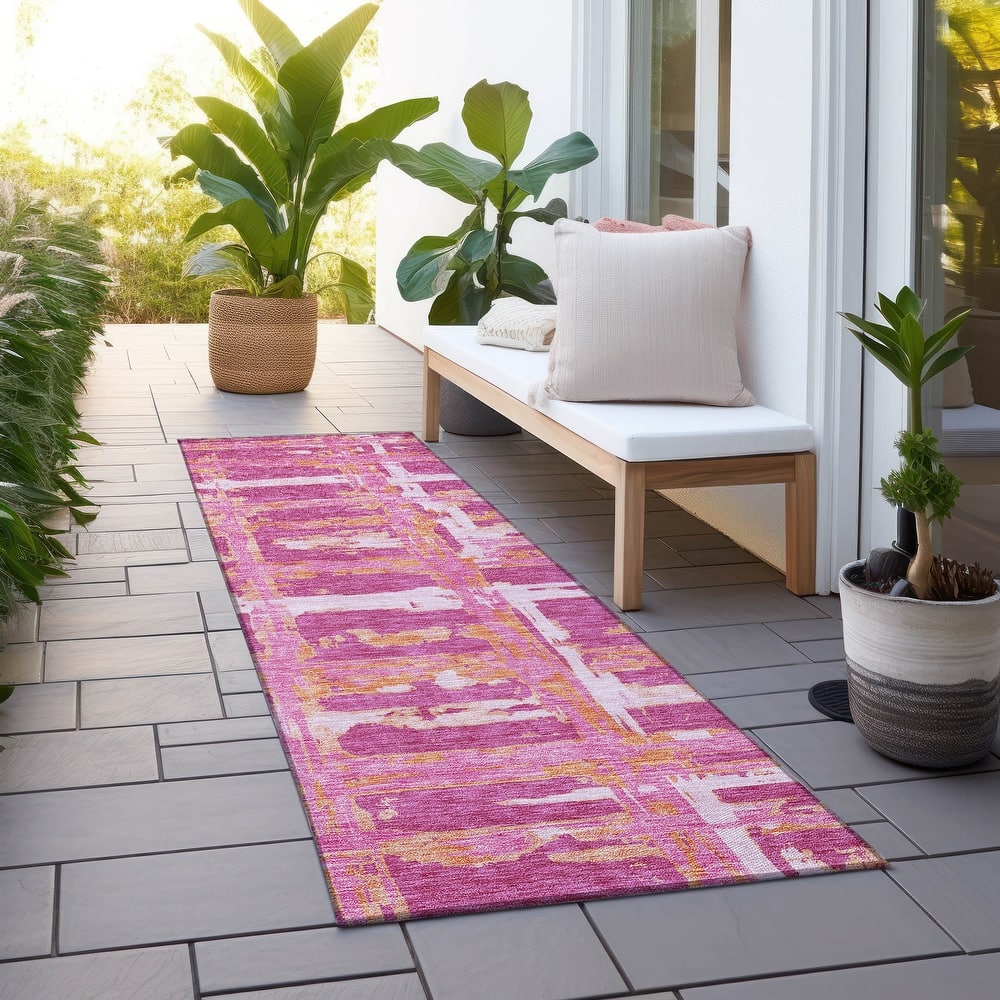 Machine Washable Indoor/ Outdoor Chantille Contemporary Abstract Rug