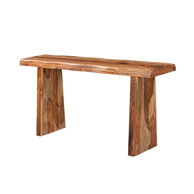 HomeRoots 60" Brown Solid Wood Double Pedestal Live Edge Console Table - 60 in. x 30 in. x 15 in.