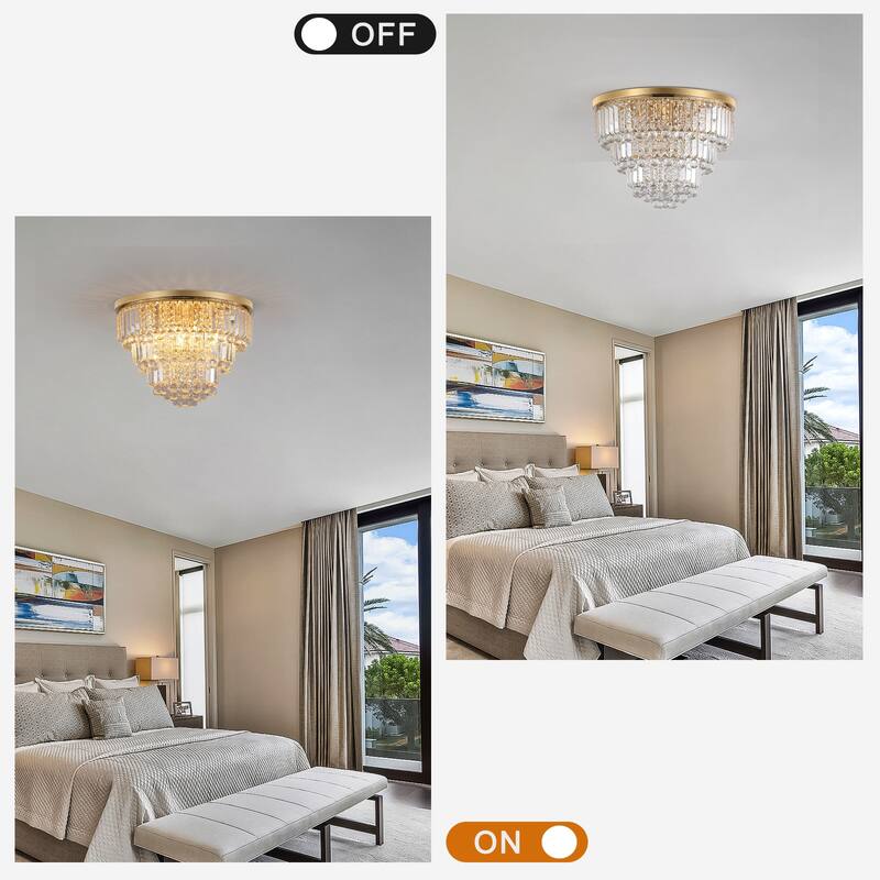 Modern Crystal Pendant Lighting,Round Crystal Chandelier Contemporary Luxury Pendant Ceiling Lighting Fixture for Living Room