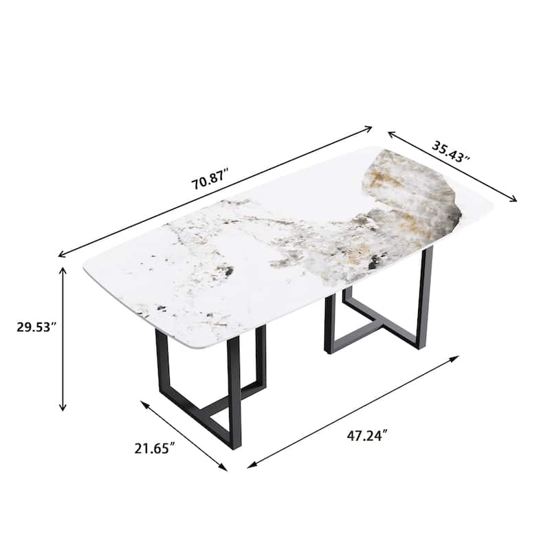 71'' Modern Artificial Marble Dining Table with Carbon Steel Base