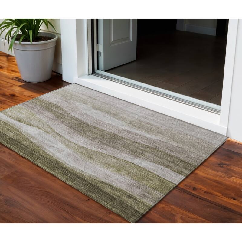 HomeRoots Abstract Transitional Rectangle Outdoor Rug - 3' x 5'
