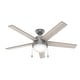 preview thumbnail 2 of 6, Hunter 52" Anslee Ceiling Fan with LED Light and Pull Chain, Modern, Transitional