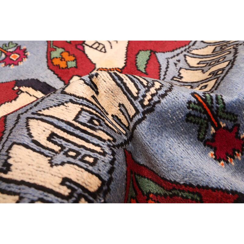 ECARPETGALLERY Hand-knotted Teimani Light Denim Blue Wool Rug - 2'11 x 5'9