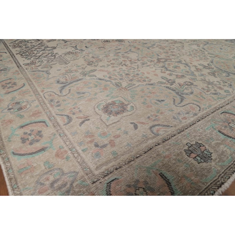 Earth Tone Tabriz Persian Area Rug Hand-Knotted Wool Carpet - 7'7"x 10'4"