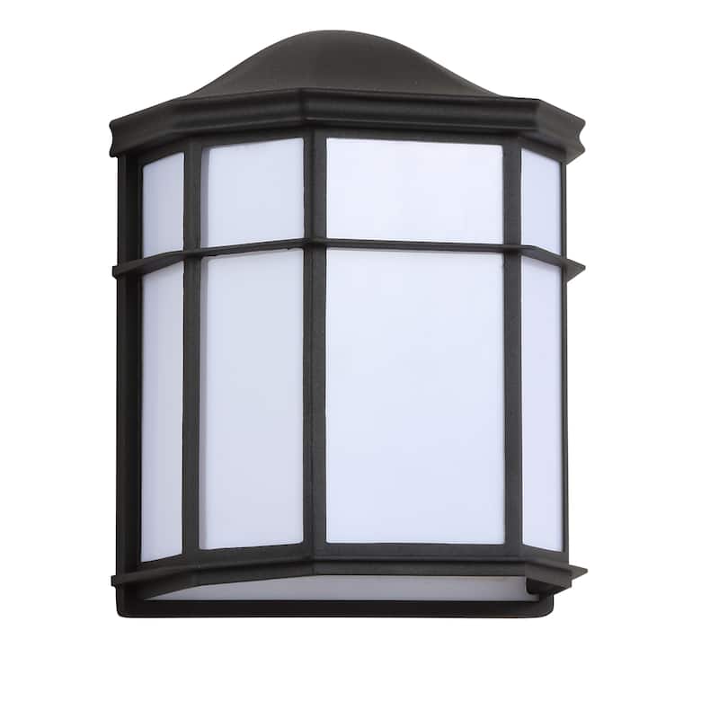 Henry 7.75" Outdoor Metal Integrated Sconce, Black/White by JONATHAN Y