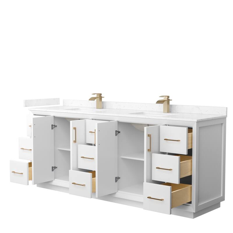 Strada 84-Inch Double Vanity Set, Cultured Marble Top