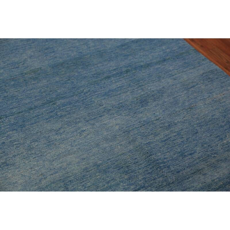 Blue Modern Gabbeh Oriental Rug Handmade Wool Carpet - 4'9" x 6'8"