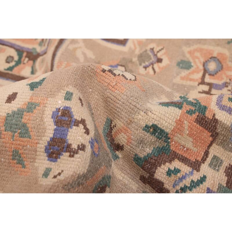 ECARPETGALLERY Hand-knotted Antalya Vintage Tan Wool Rug - 6'9 x 9'6