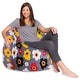 preview thumbnail 78 of 193, Kids Bean Bag Chair, Big Comfy Chair - Machine Washable Cover 48 Inch Extra Large - Canvas Multi-colored Flowers on Gray